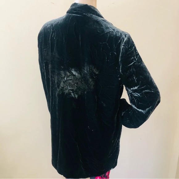 Anthropologie Velvet Blazer Jacket Size Large Slate Gray - Picture 3 of 9